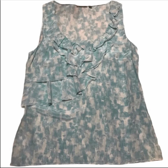 Halogen Silk Sleeveless Front Ruffle Blouse Medium - Picture 1 of 7